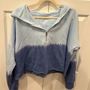 American Eagle quarter zip ombré crop hoodie